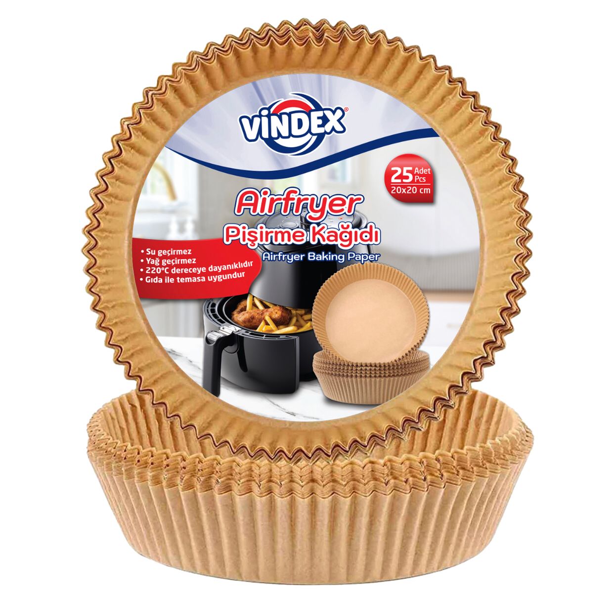 VİNDEX AİRFRYER PİŞİRME KAĞIDI 25'Lİ