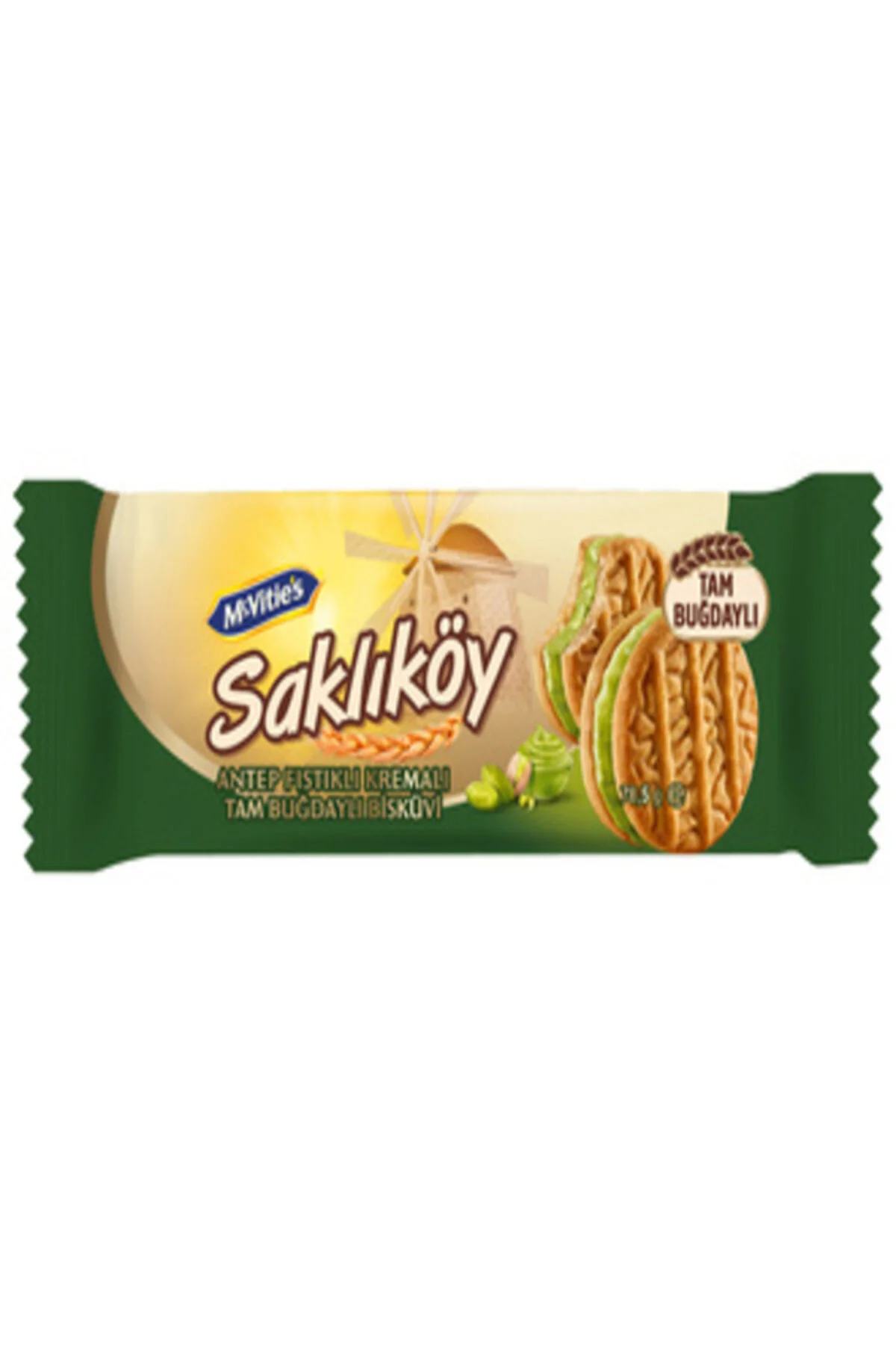 ÜLKER SAKLIKÖY ANTEP FISTIKLI KREMALI TAM BUĞDAYLI BİSKÜVİ 78,5 GR