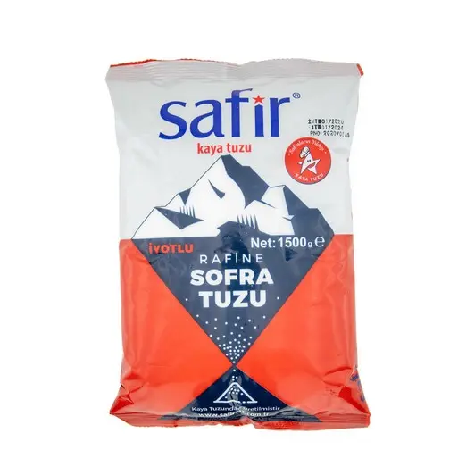 SAFİR RAFİNE KAYA TUZU İYOTLU 1,5 KG
