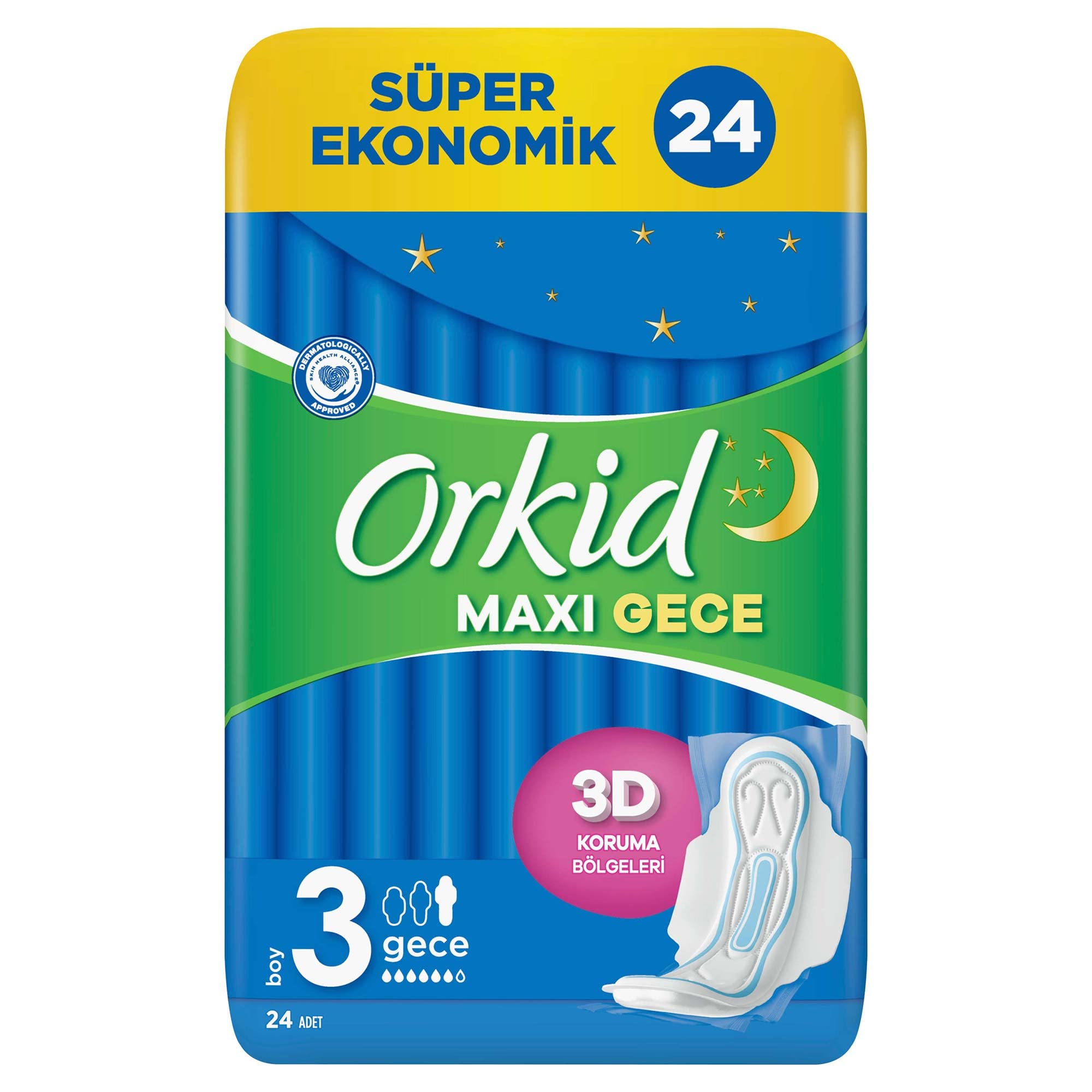 ORKİD NO:3 MAXİ GECE 24'LÜ PED