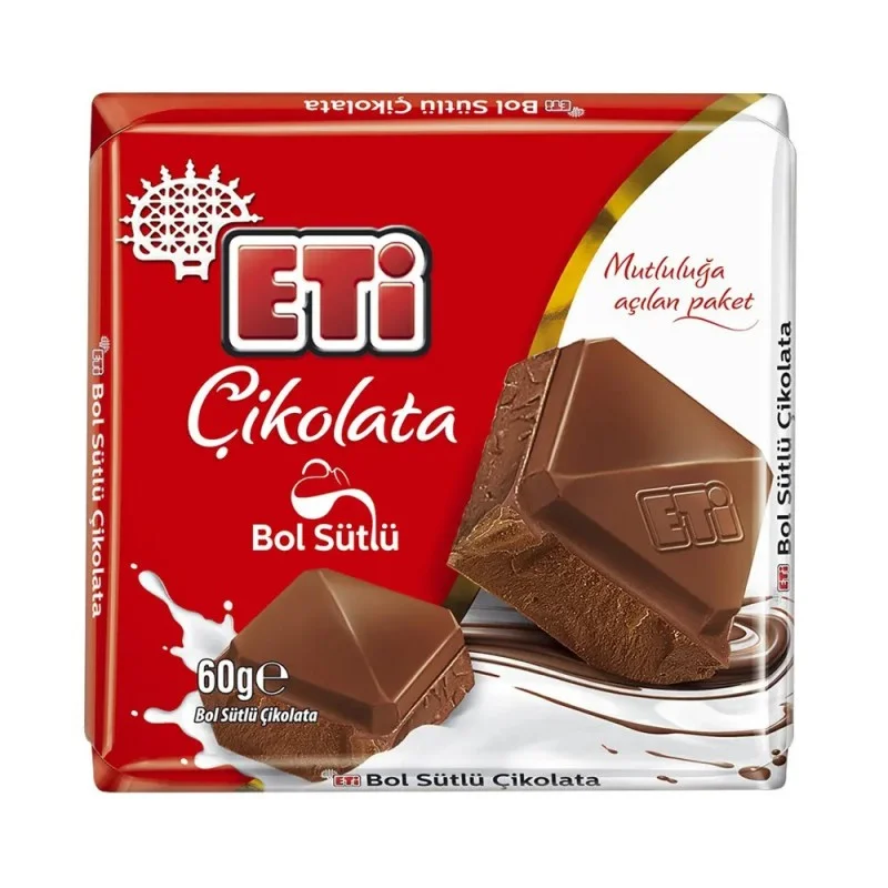 ETİ BOL SÜTLÜ KARE ÇİKOLATA 60 GR