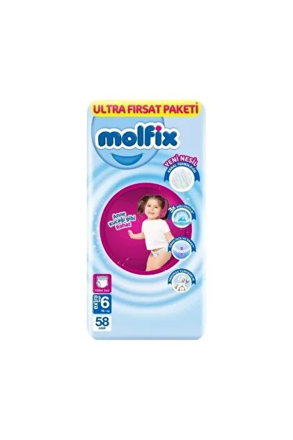 MOLFİX BEBEK BEZİ KÜLOT NO:6 58'Lİ
